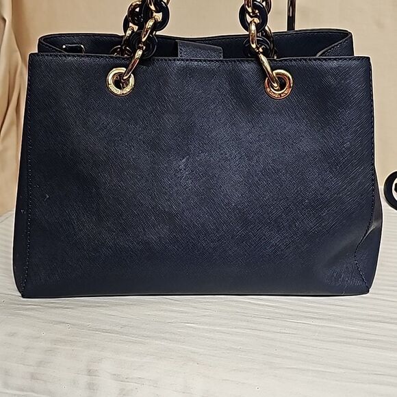 MICHAEL KORS CYNTHIA NAVY BLUE SAFFIANO SATCHEL BFPM-12-212 - Picture 3 of 6